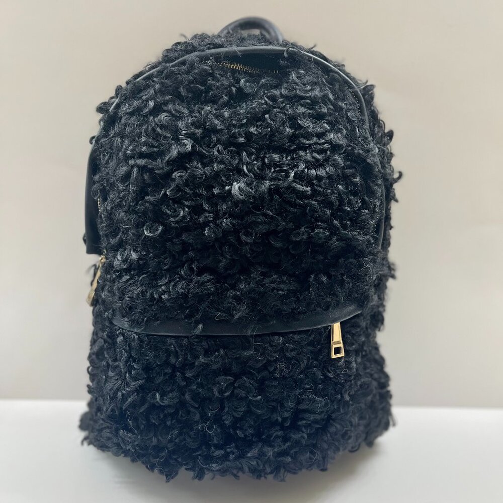 Sherpa / Faux Fur / Fuzzy Backpack / Plush Fur / Laptop Bag - Black - NWT - Picture 5 of 9